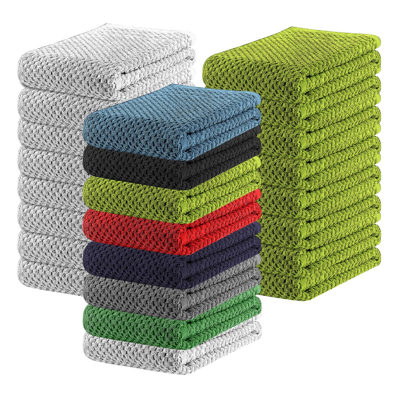 5-Pack 100% Cotton Quick Dry Soft Popcorn Textured Bath Spa Towels Random Colors